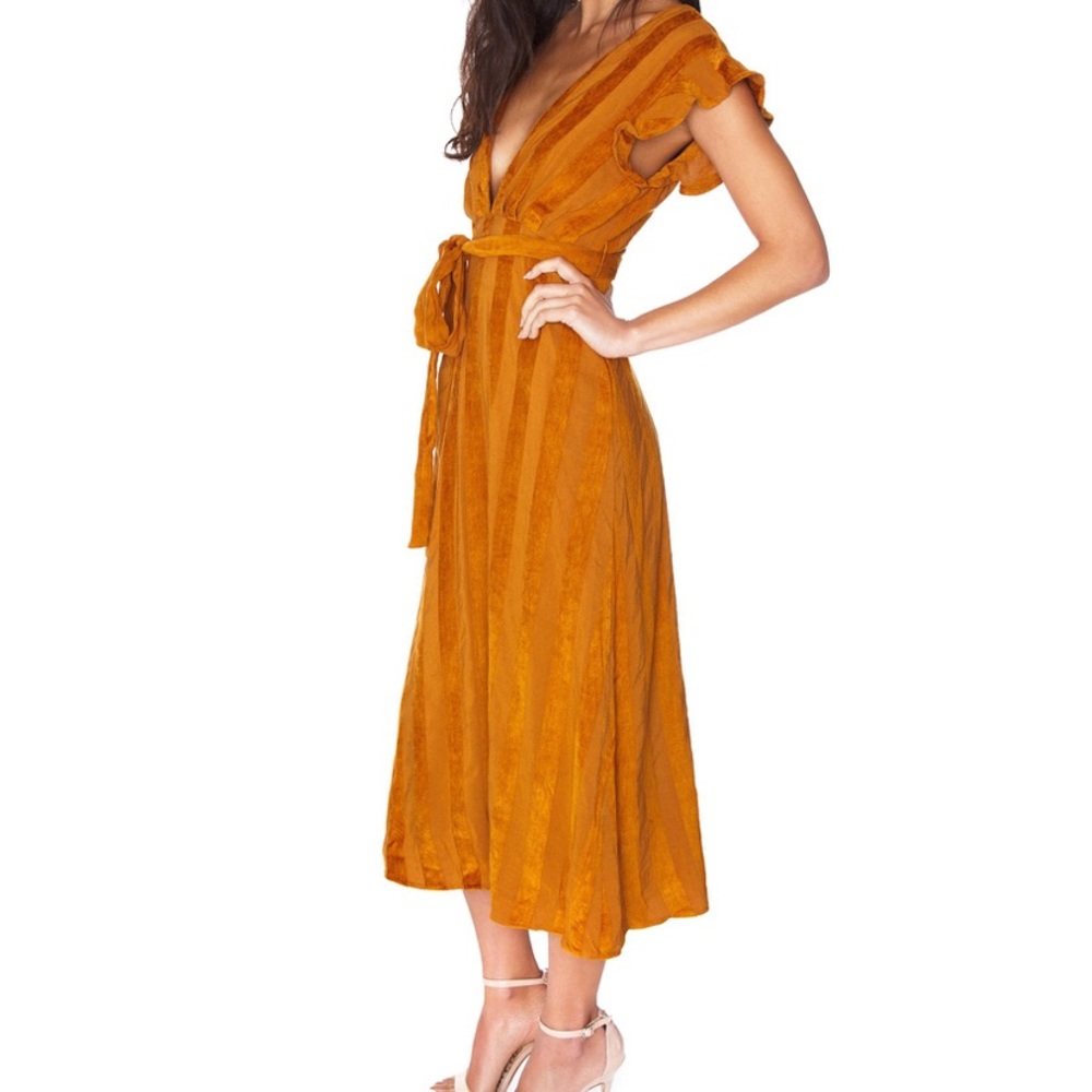 Brynn Deep Plunge Dress Caramel Rust, Line & Dot